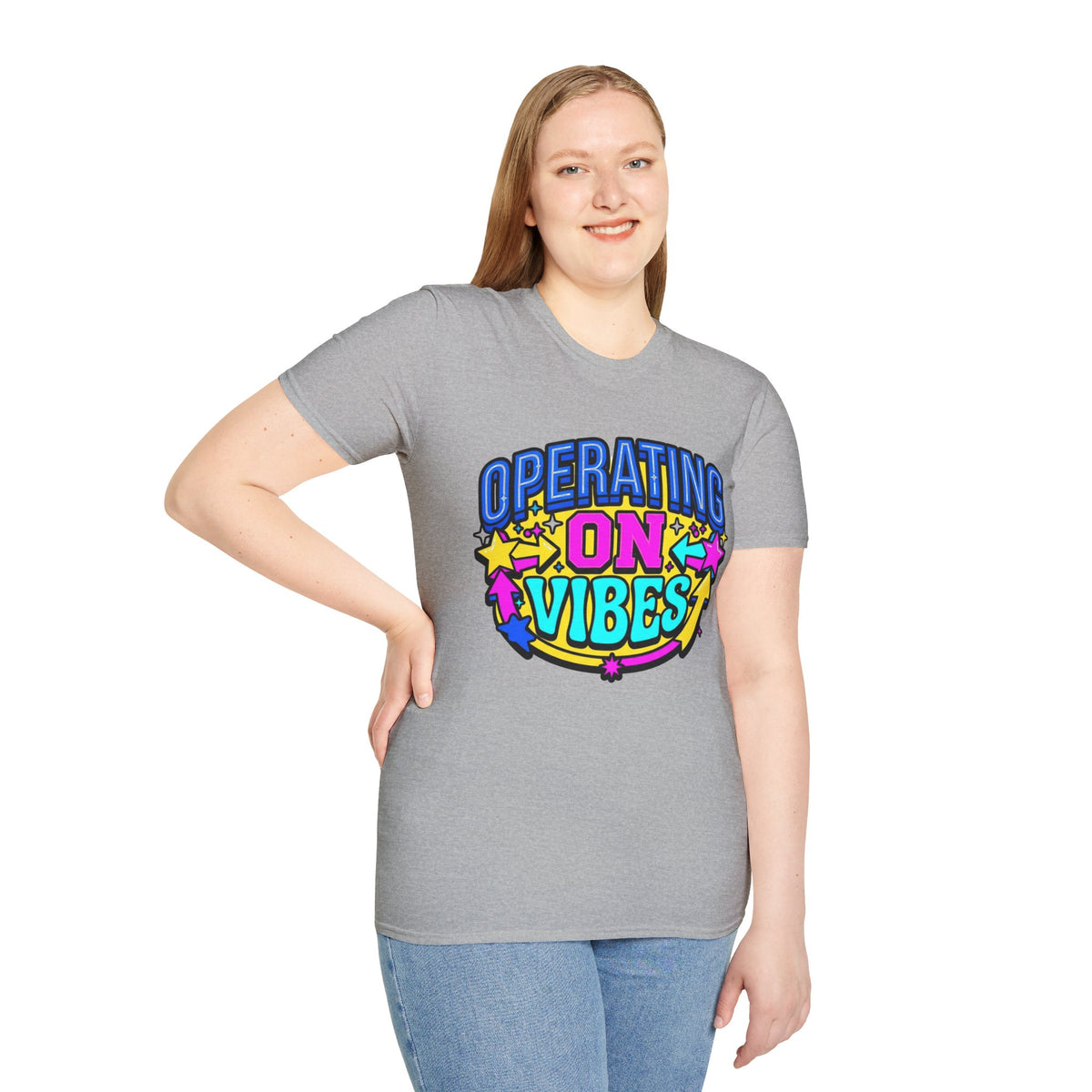 Operating On Good Vibes T-Shirt — Retro Rainbow Positive Energy Tee - Trending Now - August 2026