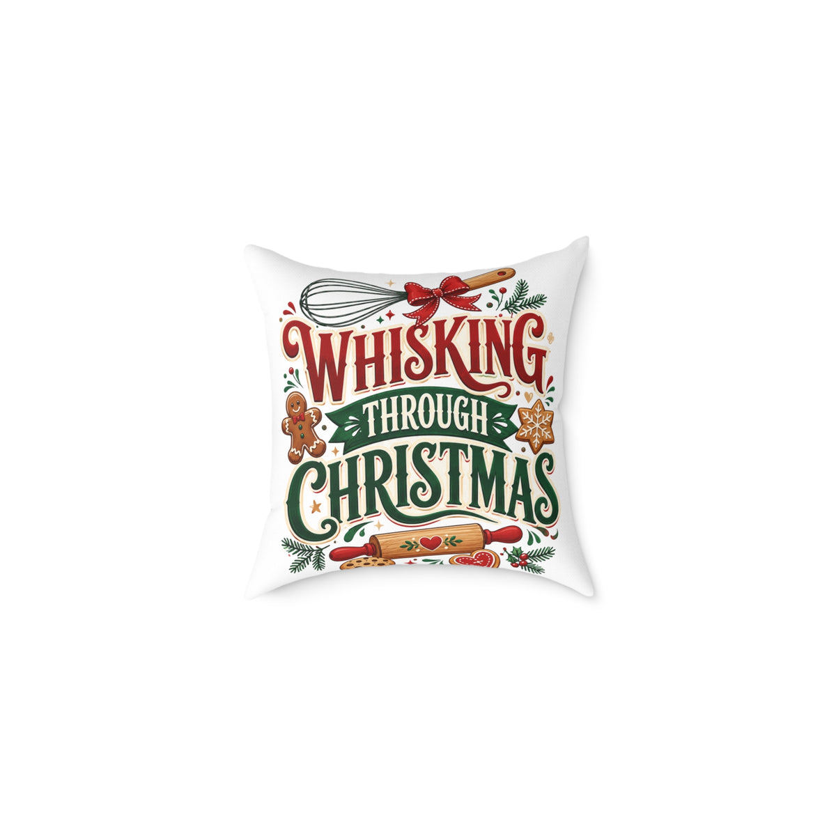Whisking Through Christmas Pillow — Festive Baking Holiday Throw Pillow