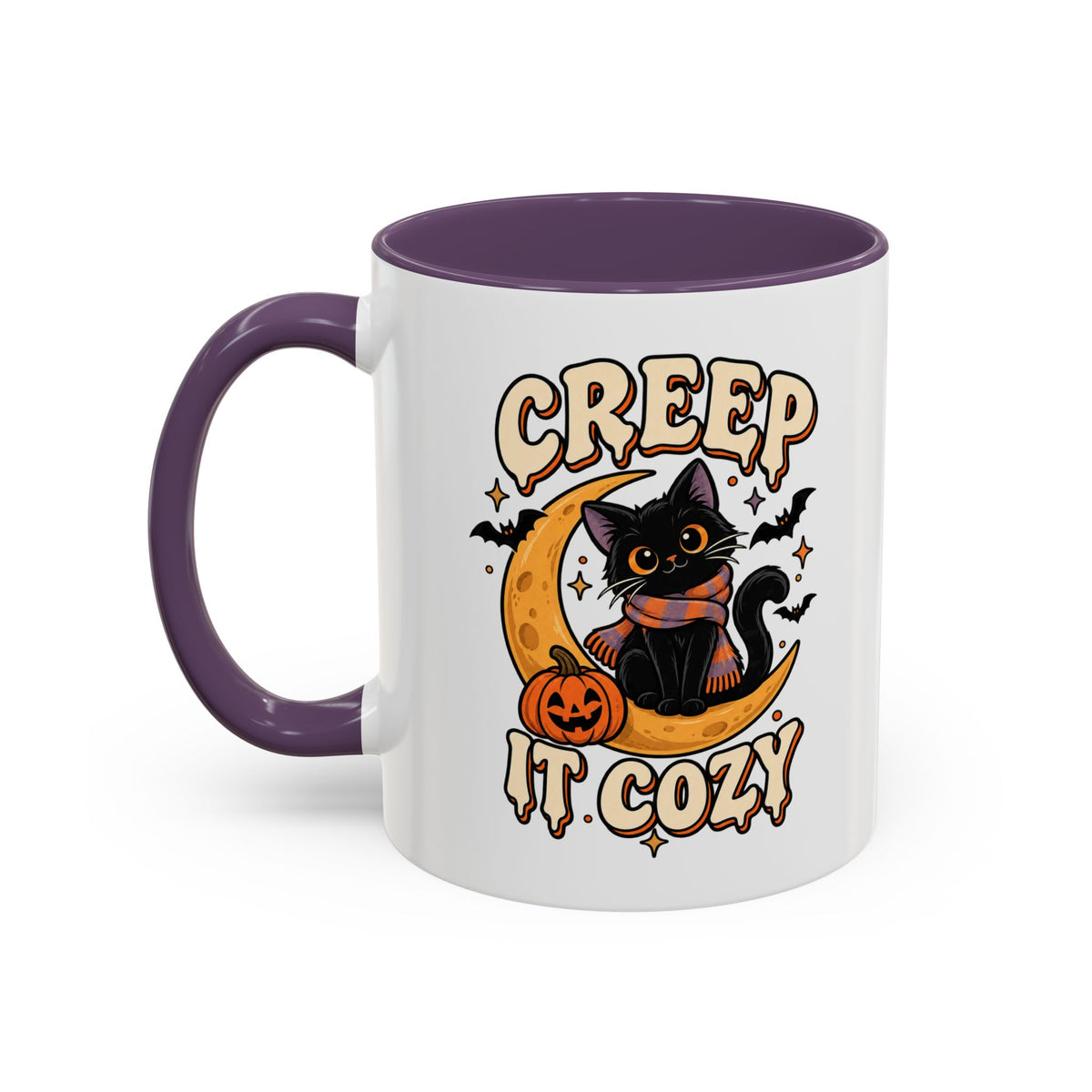 Creepy It Cozy Black Cat Halloween Accent Coffee Mug (11/15oz)