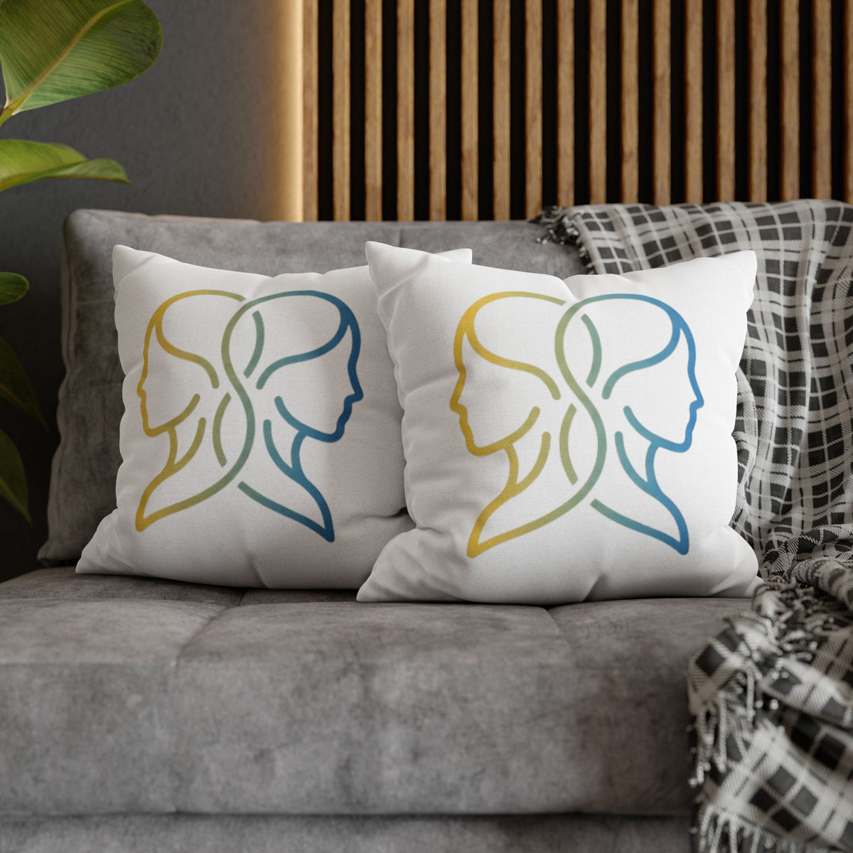 Gemini Zodiac Pillowcase — Dual-Face Gradient Astrology Throw Pillow Cover