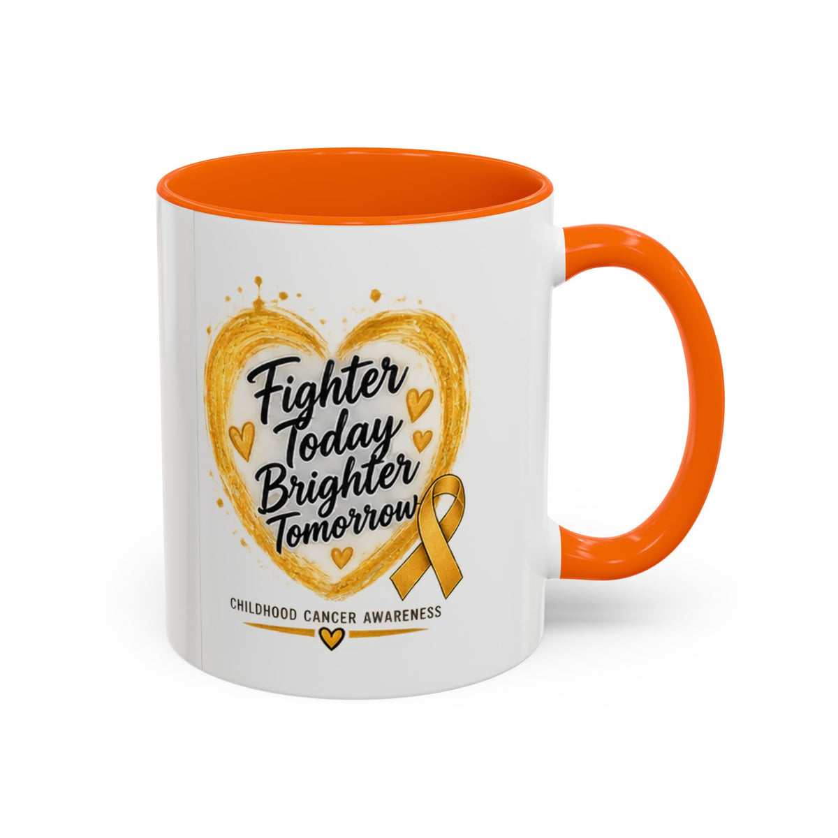 Childhood Cancer Awareness Coffee Mug – "Fighter Today Brighter Tomorrow" (Accent 11/15oz)