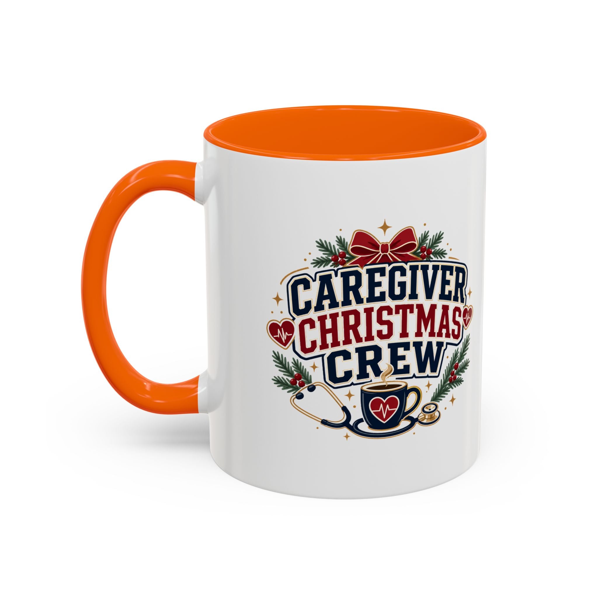 Modern Day Christmas Caregiver Christmas Crew Accent Coffee Mug – Holiday Nurse & Caregiver Gift (11/15oz)