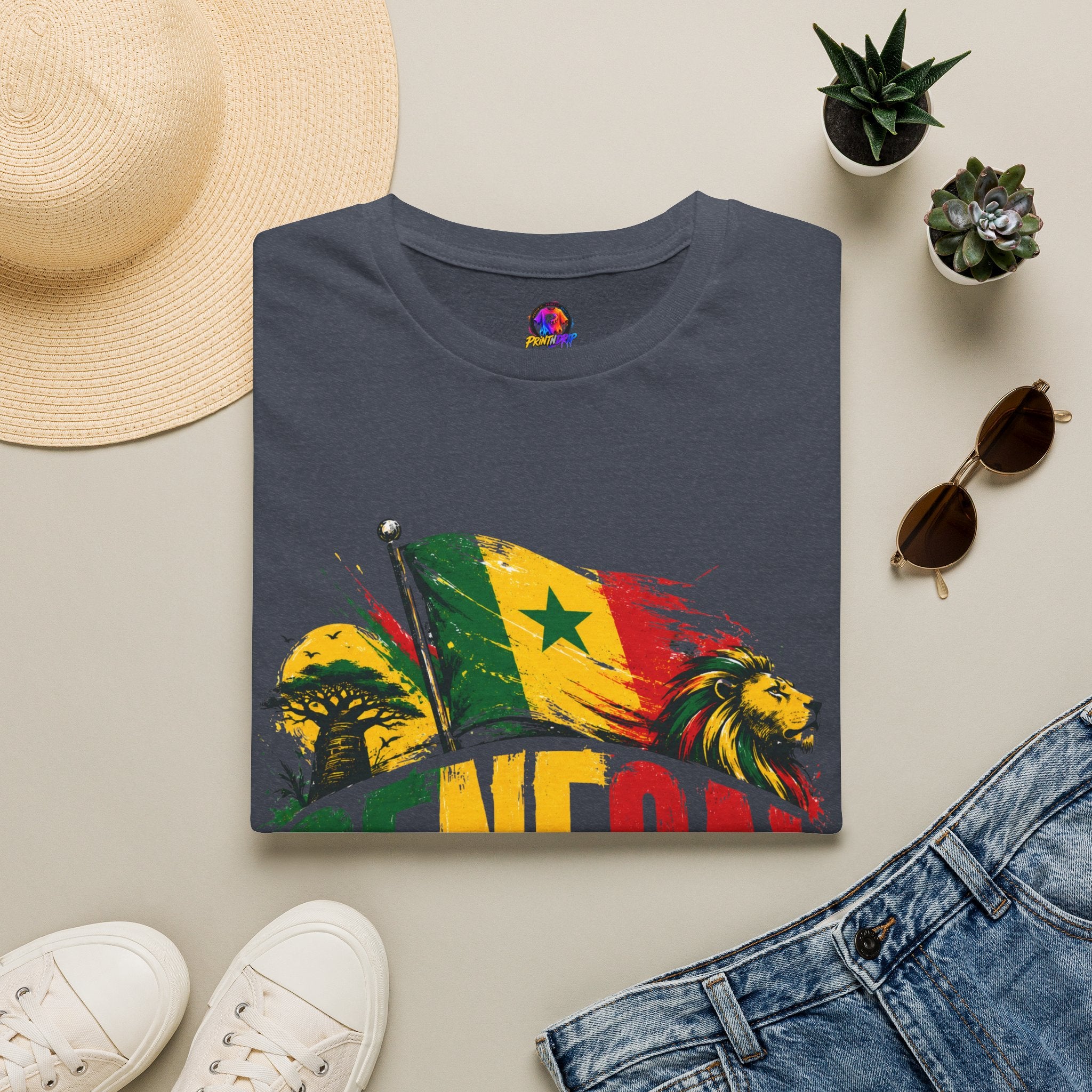 Senegal Flag Soccer T-Shirt — Lion & Football Pride Tee