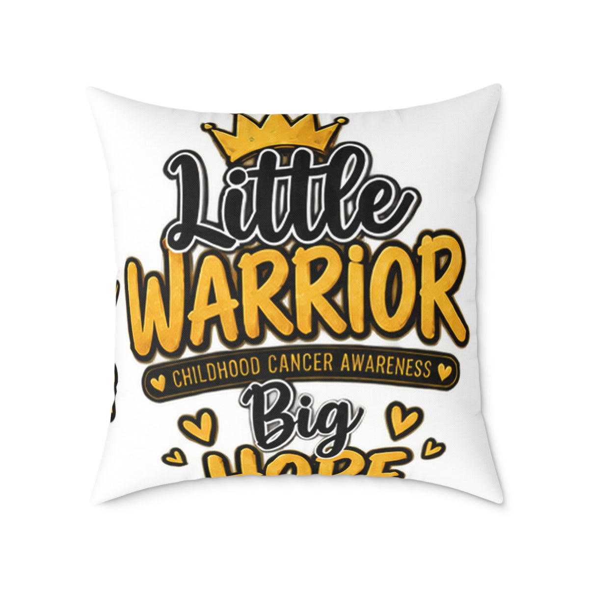 Little Warrior Childhood Cancer Awareness Pillow — Square Poly Canvas Throw Pillow