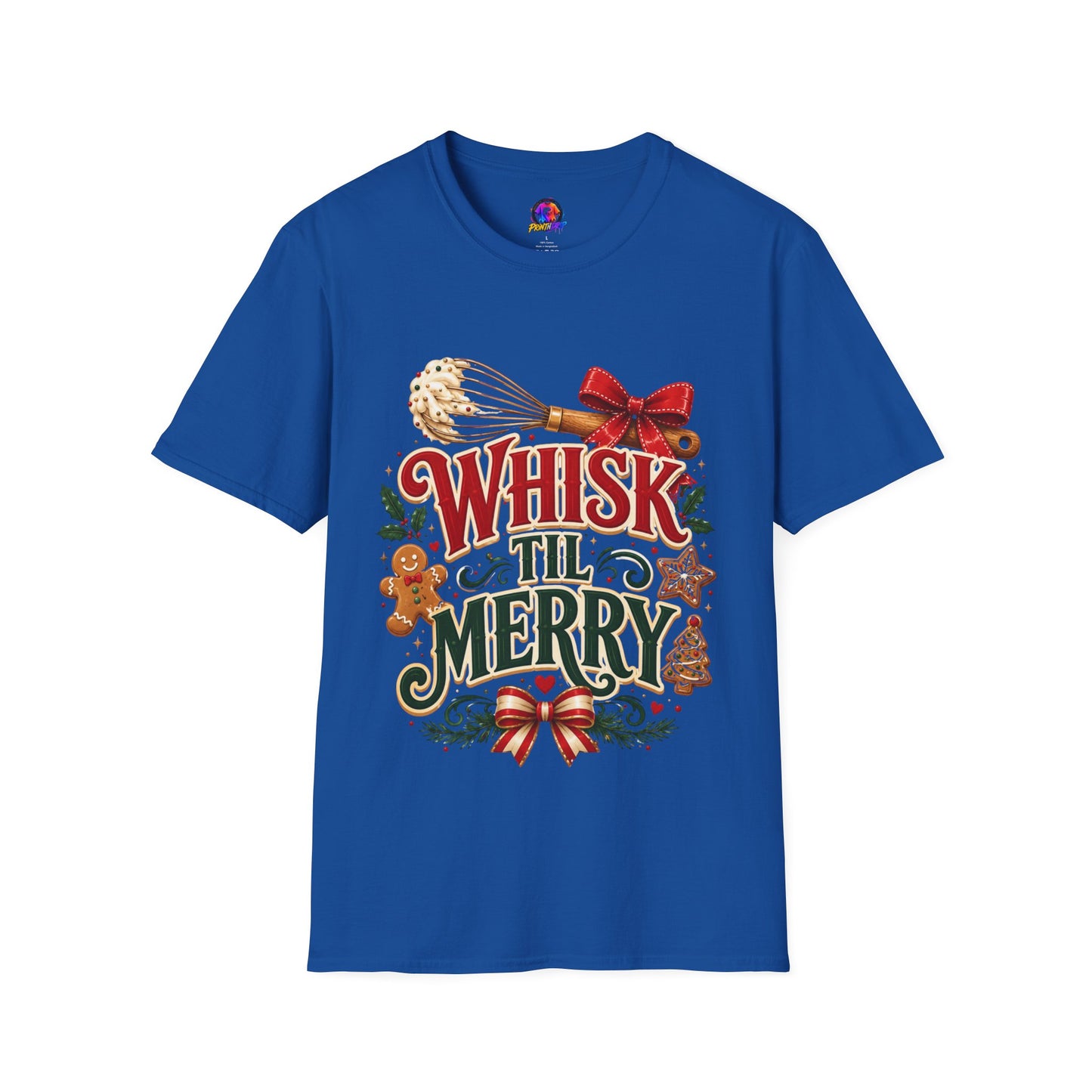 Christmas Baking T-Shirt — "Whisk 'Til Merry" Holiday Tee