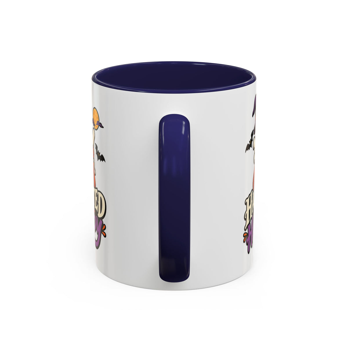 Haunted But Happy Coffee Mug — Halloween Ghost Pumpkin Accent Mug (11/15oz)