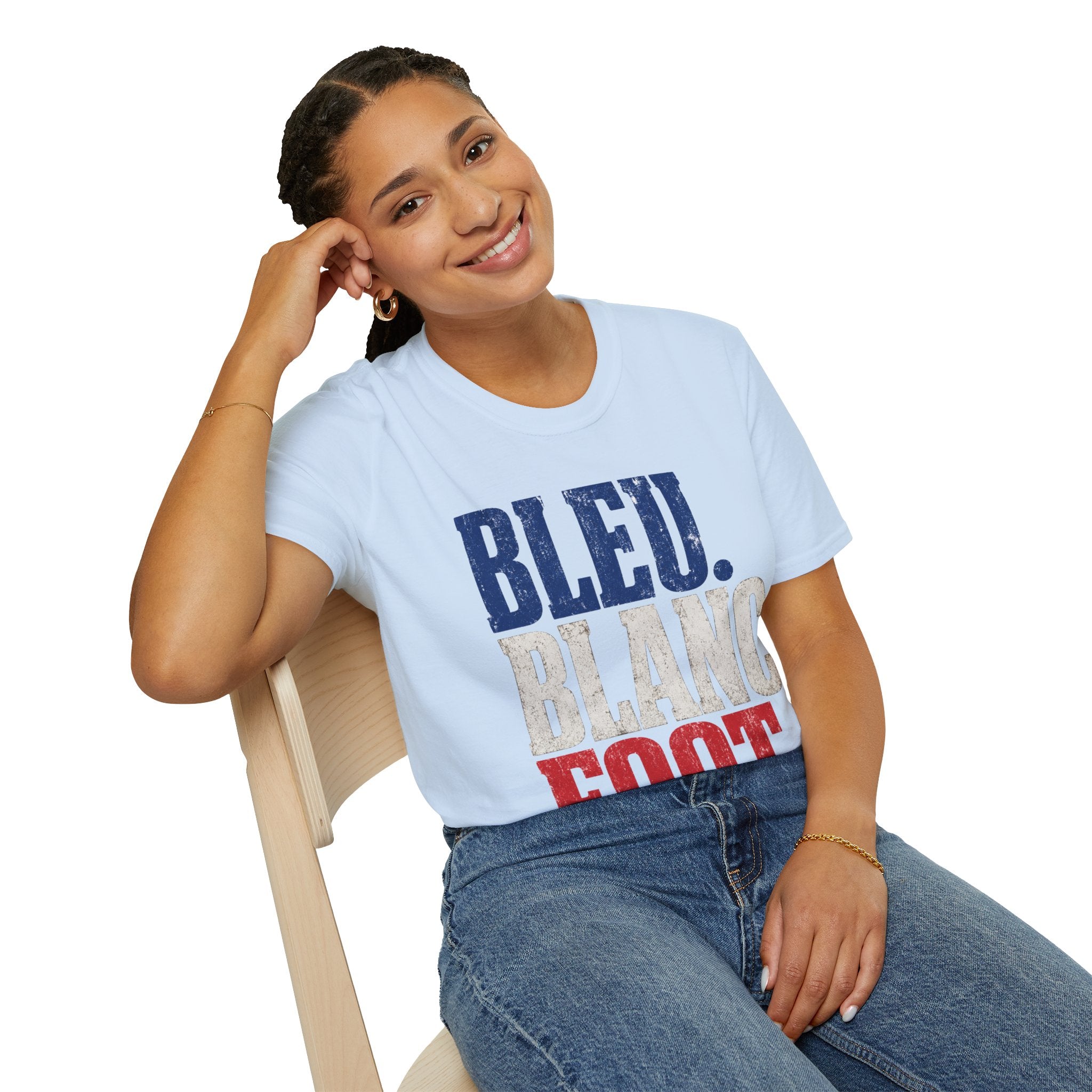France T-Shirt — Bleu Blanc Foot Vintage French Flag Soccer Graphic Tee