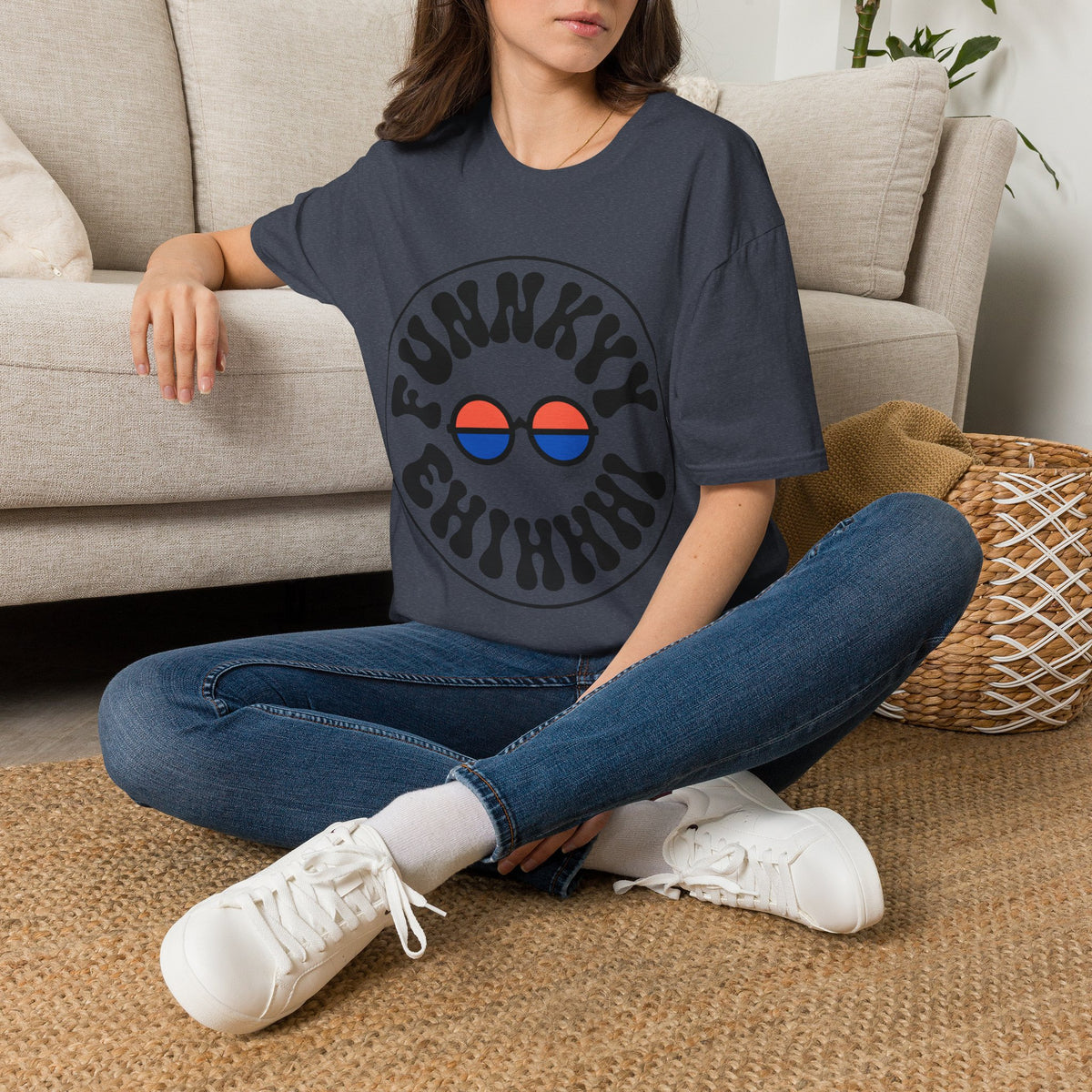 Funky Circle Graphic T-Shirt — Retro Smiley Sunglasses Tee - Trending Now - August 2026