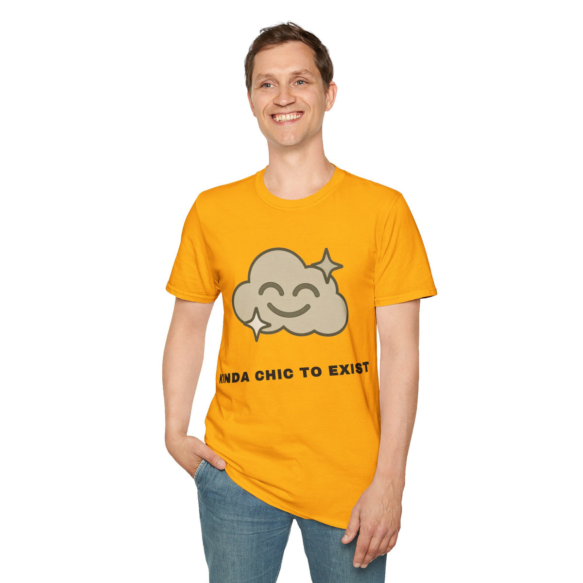 T-Shirt — "Kinda Chic to Exist" Smiling Cloud Graphic Tee - Trending Now - September 2026