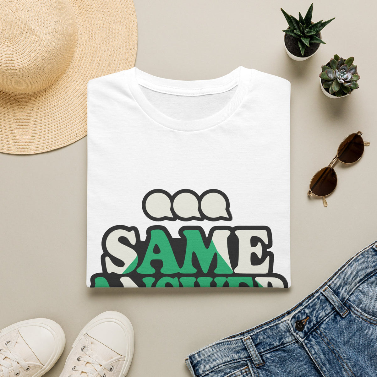 "Same Answer Every Time" Green Bubble Typography Graphic Tee - Trending Now - September 2026