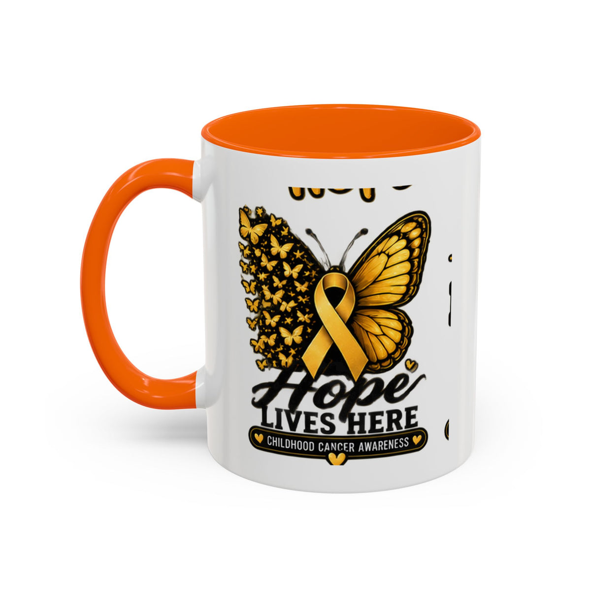 Children’s Cancer Awareness Accent Coffee Mug — "Hope Lives Here" (11/15oz)