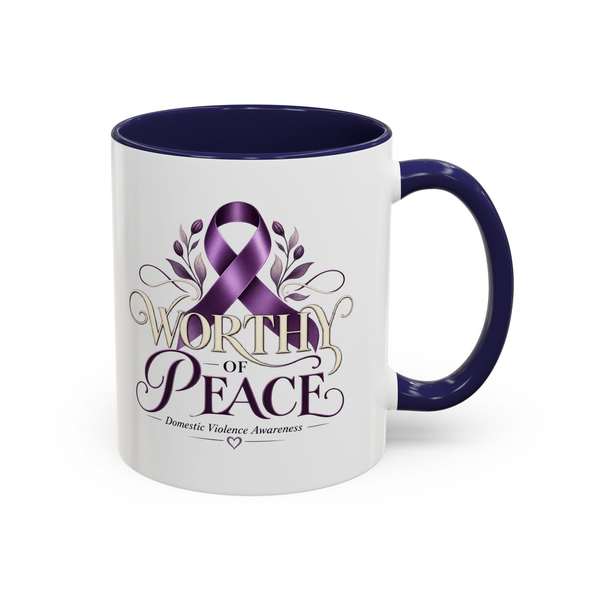 Worth of Peace Accent Coffee Mug — Domestic Violence Awareness Ribbon (11/15oz)