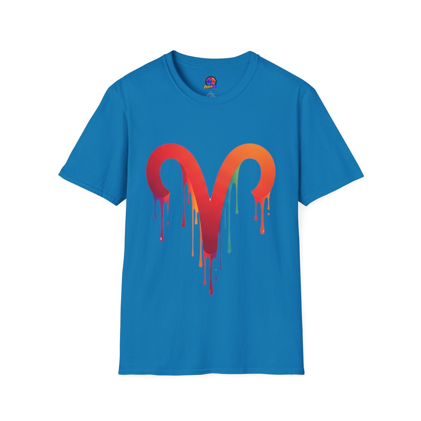 Aries Rainbow Drip T-Shirt — Colorful Dripping Zodiac Graphic Tee