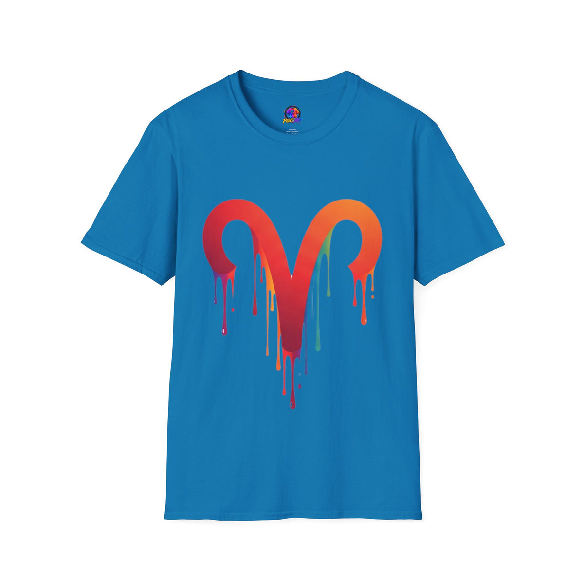 Aries Rainbow Drip T-Shirt — Colorful Dripping Zodiac Graphic Tee