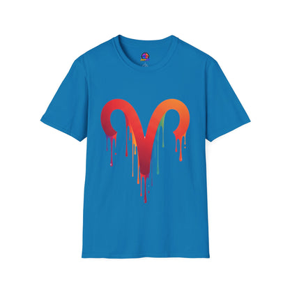 Aries Rainbow Drip T-Shirt — Colorful Dripping Zodiac Graphic Tee