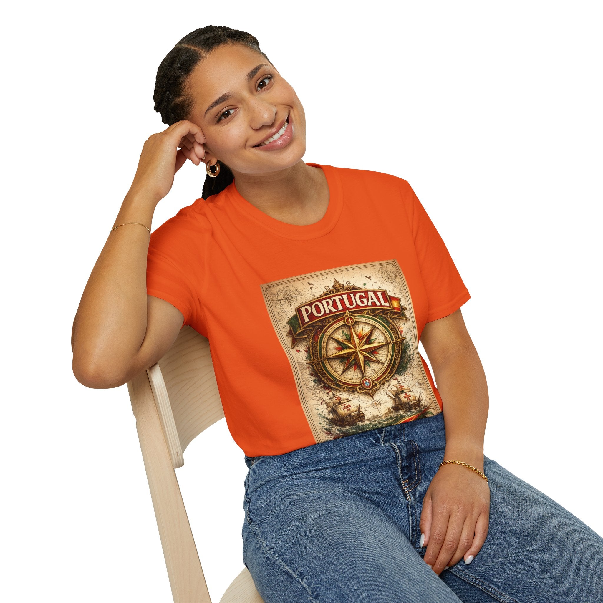 Portugal Compass T‑Shirt — Vintage Nautical Travel Tee