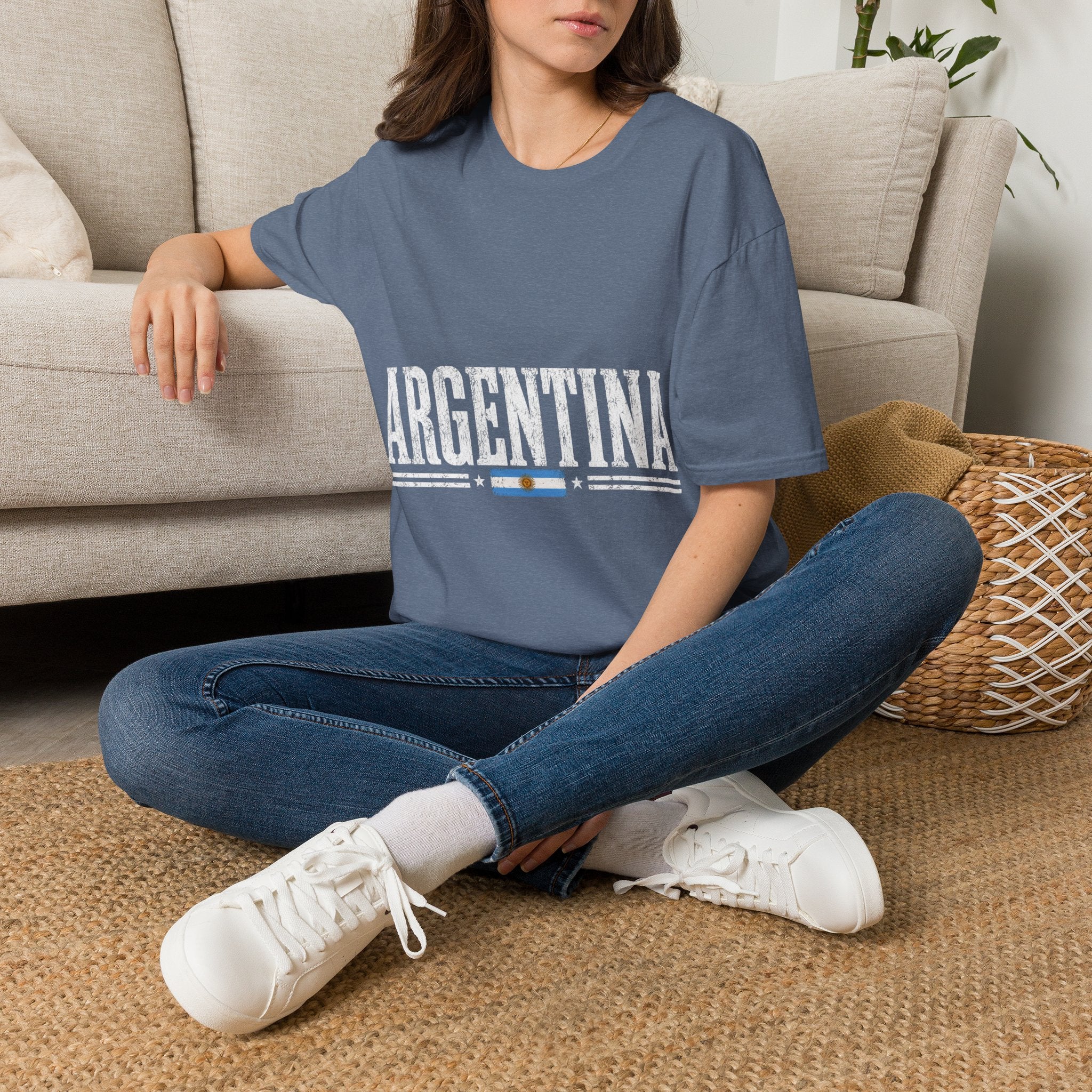 Argentina Graphic T-Shirt — Retro Flag Stripe Football Soccer Tee
