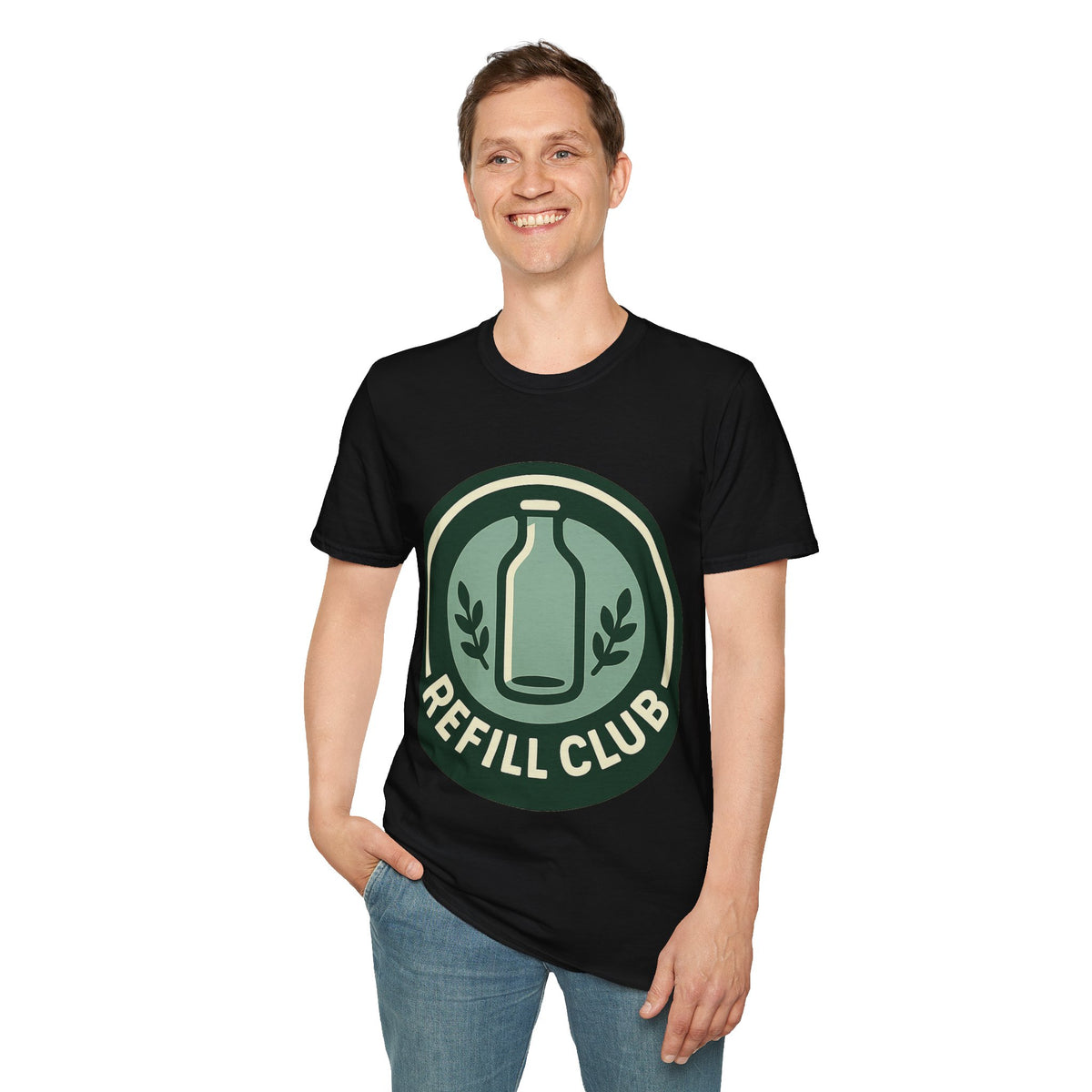 "Refill Club" Vintage Eco Friendly Emblem Tee - Retro Sustainable Zero Waste White T-Shirt - Trending Now - September 2026