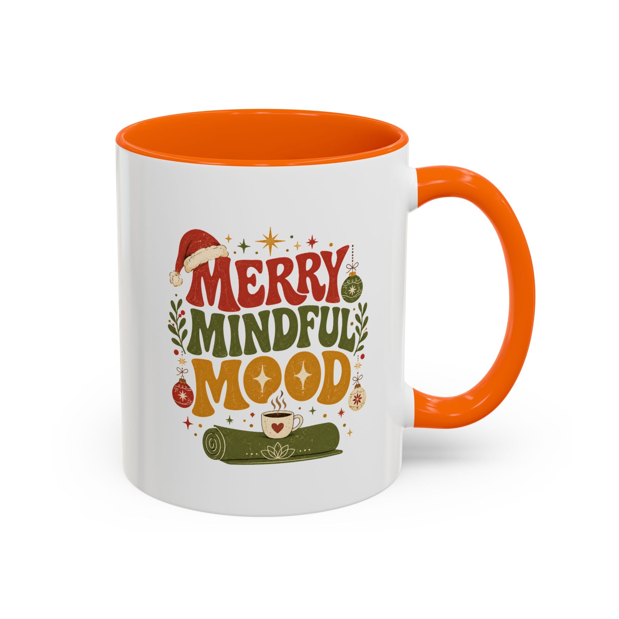 Modern Day Christmas Merry Mindful Mood Coffee Mug — Holiday Yoga & Relaxation Gift