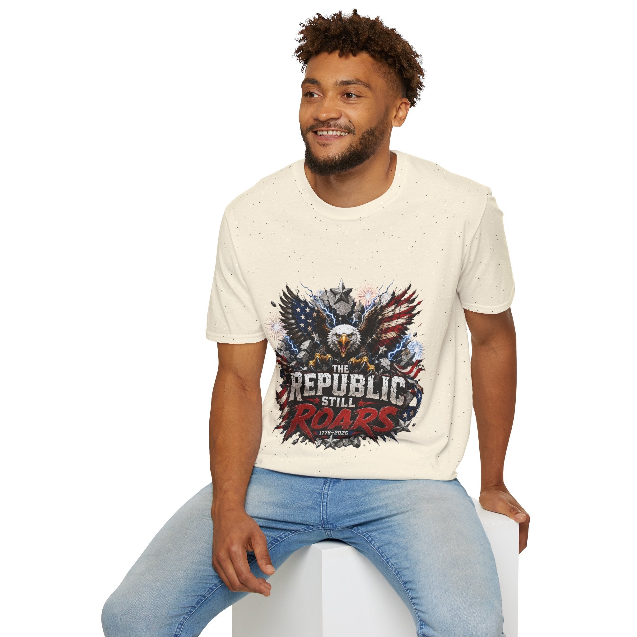 Patriotic Eagle T-Shirt — "The Republic Still Roars" | American Flag Graphic