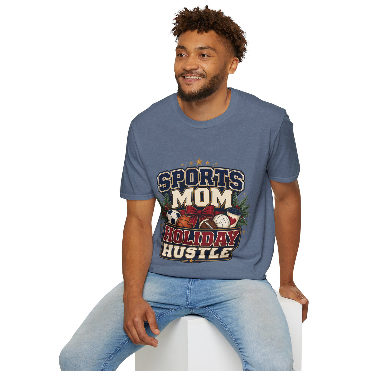 Sports Mom T‑Shirt — "Holiday Hustle" Athletic Mom Tee