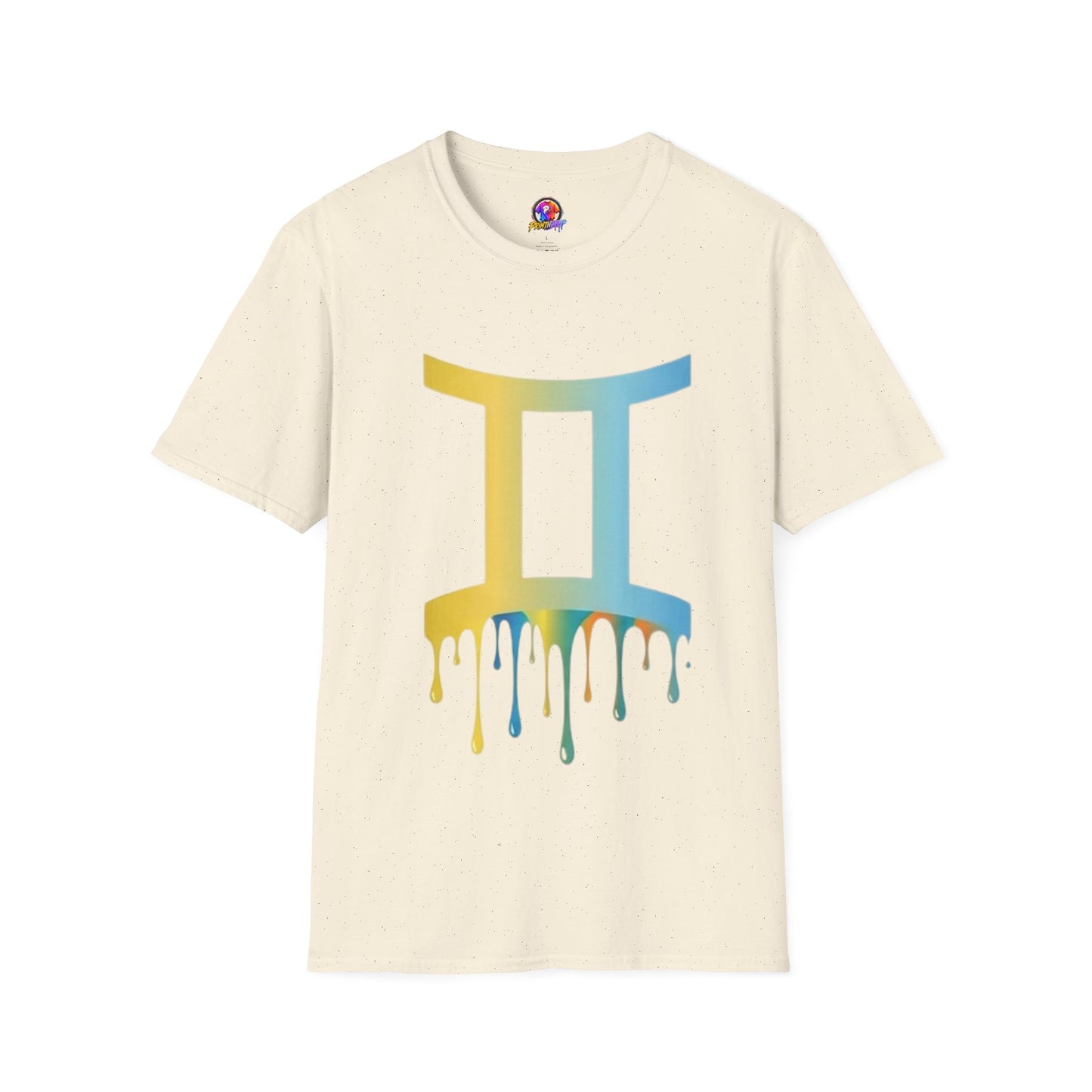Gemini Drip Zodiac T-Shirt — Rainbow Gemini Symbol Tee