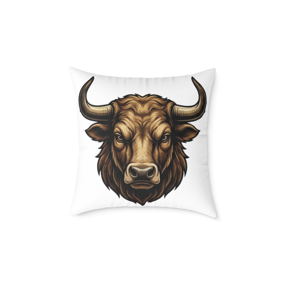 Taurus Bull Head  Square Poly Canvas Pillow