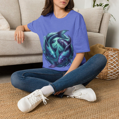 Koi Fish Circle T-Shirt — Artistic Yin Yang Aquatic Tee