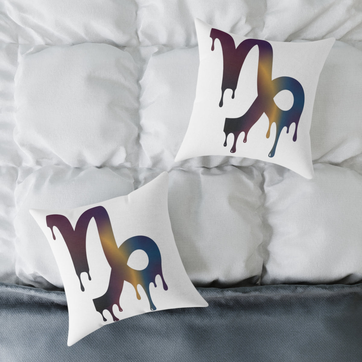 Capricorn Drip Zodiac Pillow — Astrological Decorative Throw Cushion
