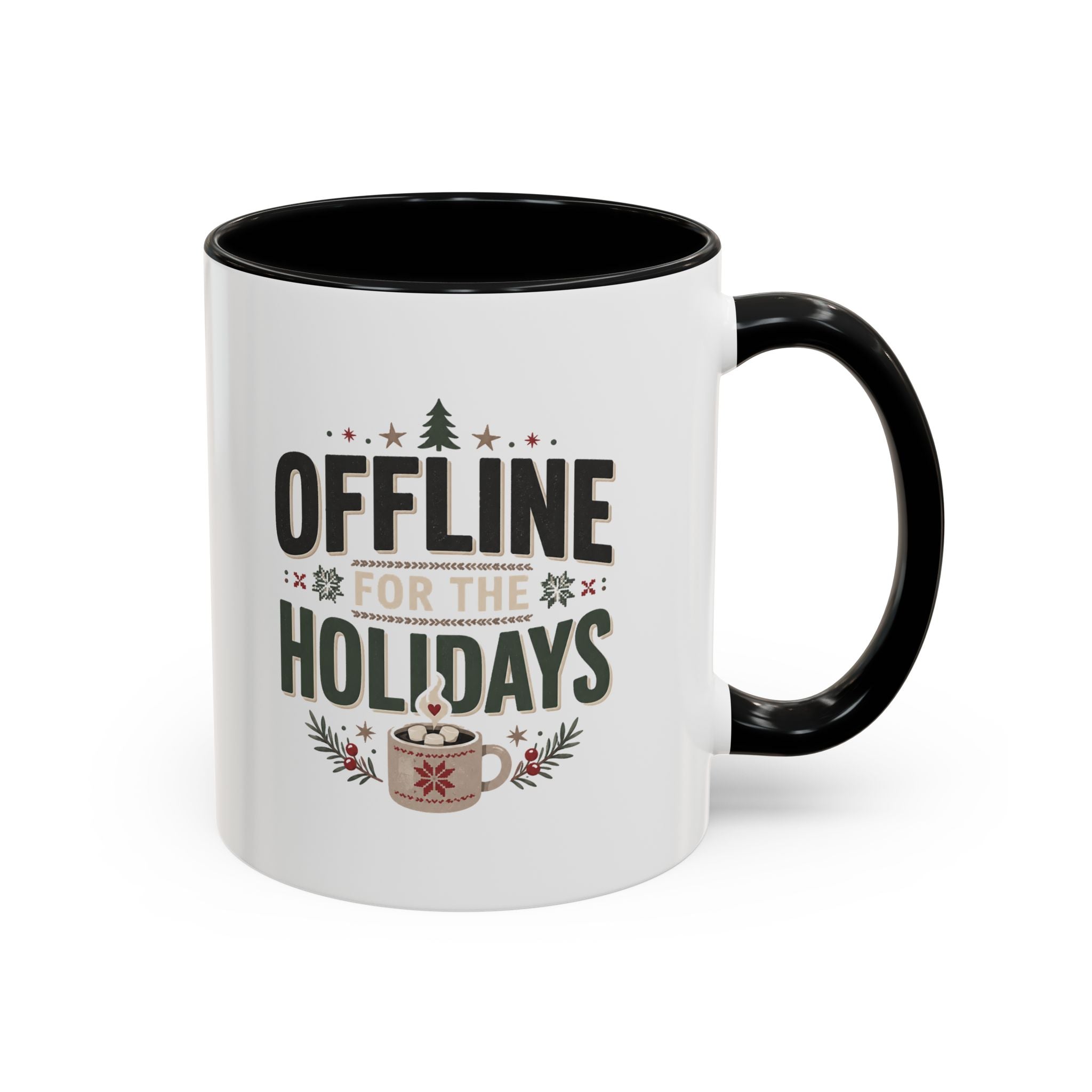 Christmas Holiday Coffee Mug — “Offline for the Holidays” Accent Ceramic Mug
