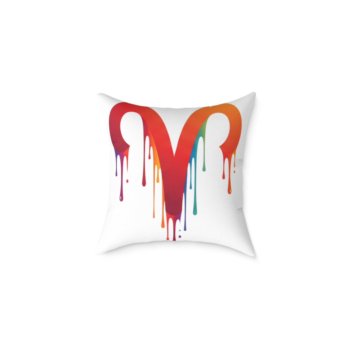 Aries Zodiac Dripping Rainbow Heart Pillow — Colorful Decorative Throw Pillow