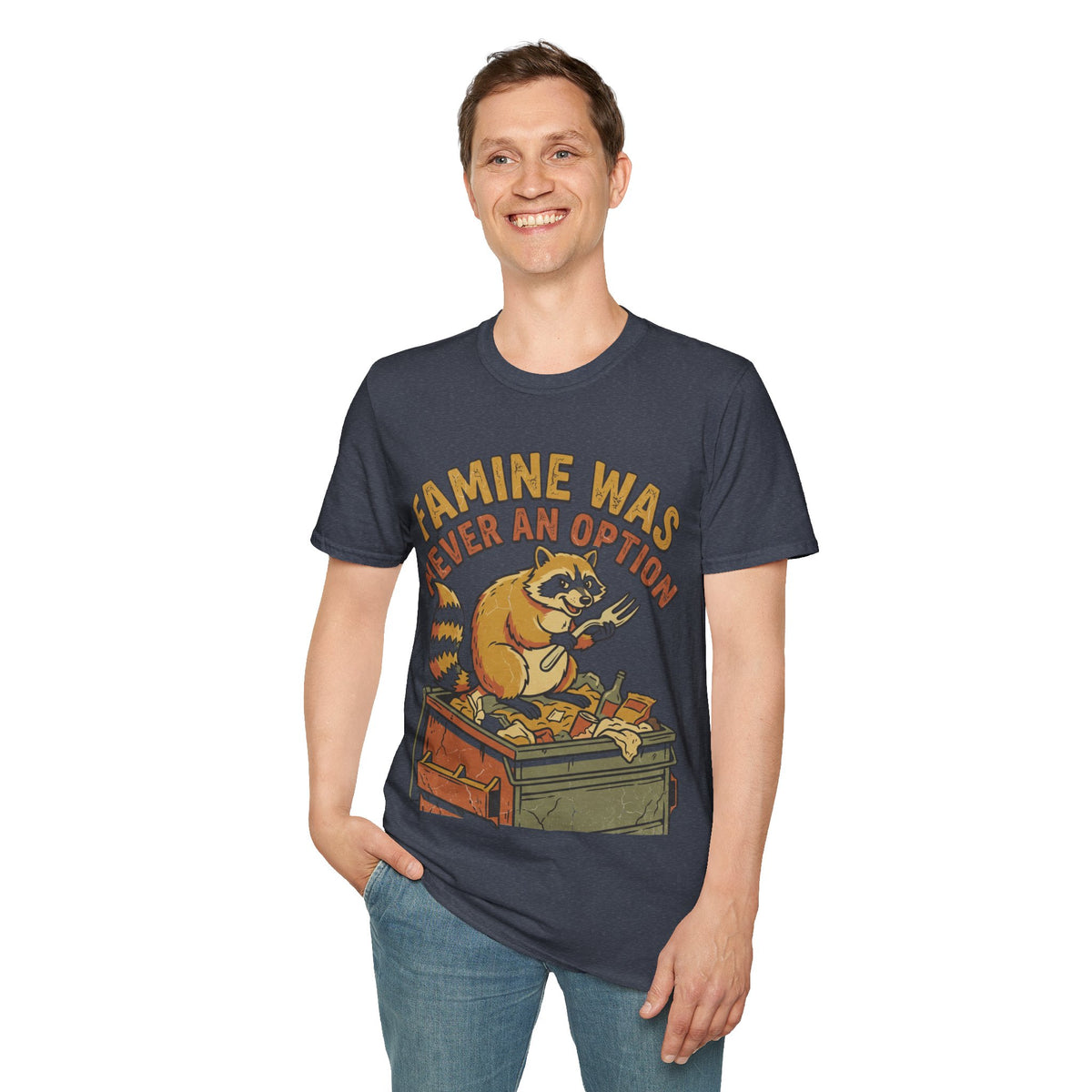 Funny Raccoon T‑Shirt — "Famine Was Never An Option" Retro Graphic Tee - Trending Now - September 2026