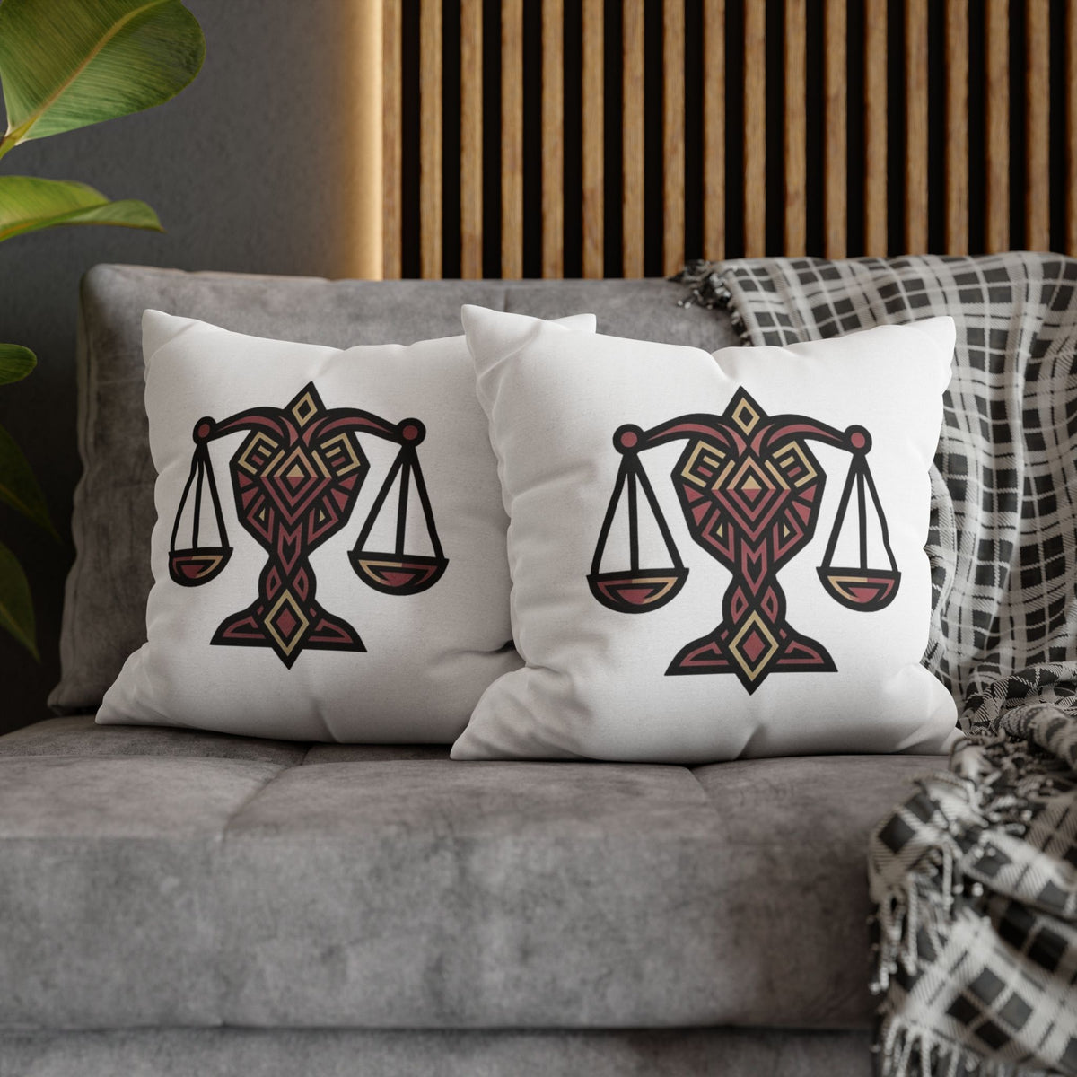 Libra Scales Decorative Pillowcase – Zodiac Balance Throw Pillow Cover