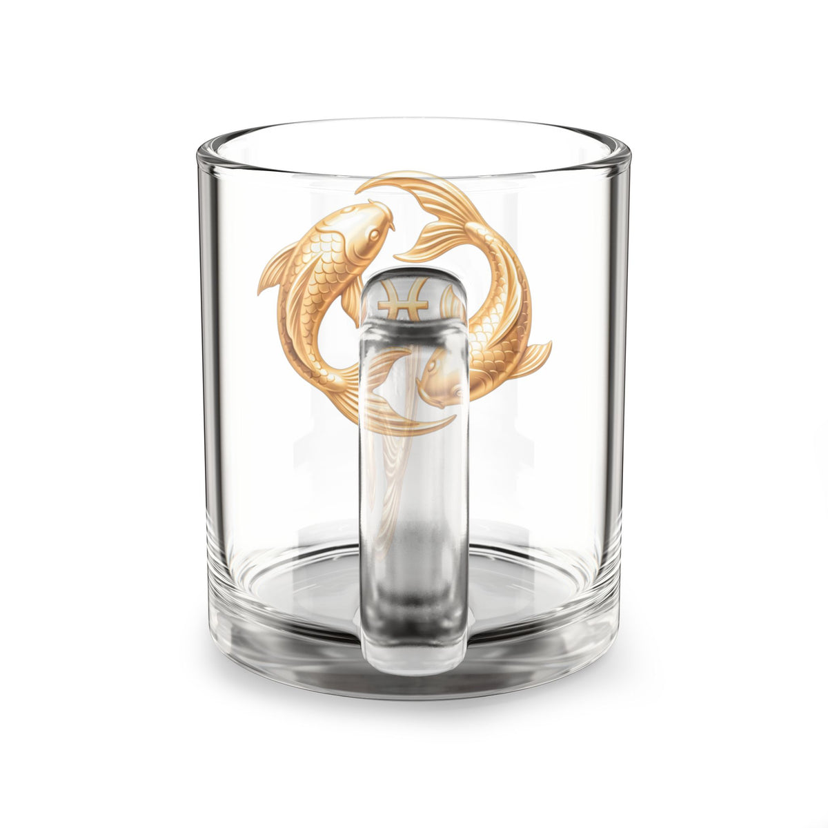 Pisces Zodiac Glass Mug — Gold Koi Fish 10oz