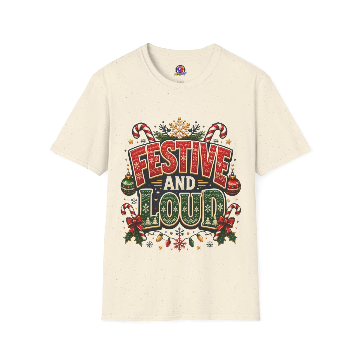 Festive and Loud Holiday T-Shirt — Christmas Candy Cane Graphic Tee