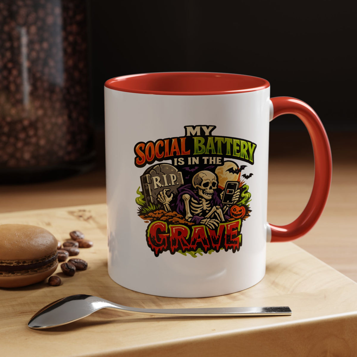 Halloween  Social Battery Is Low Accent Coffee Mug