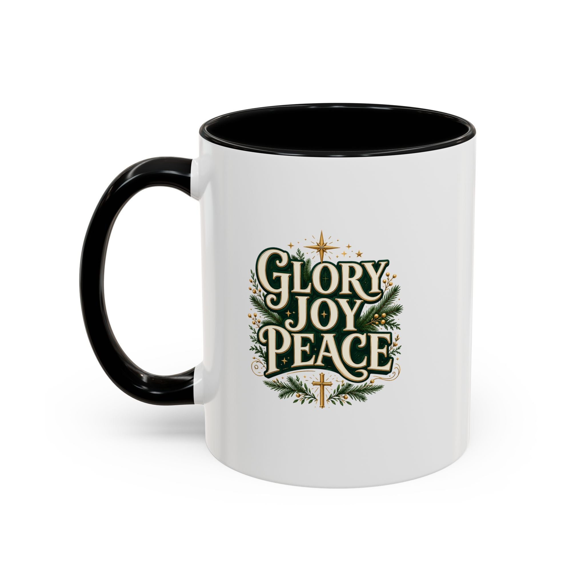 Glory Joy Peace Christmas Coffee Mug - Holiday Scripture Accent Mug