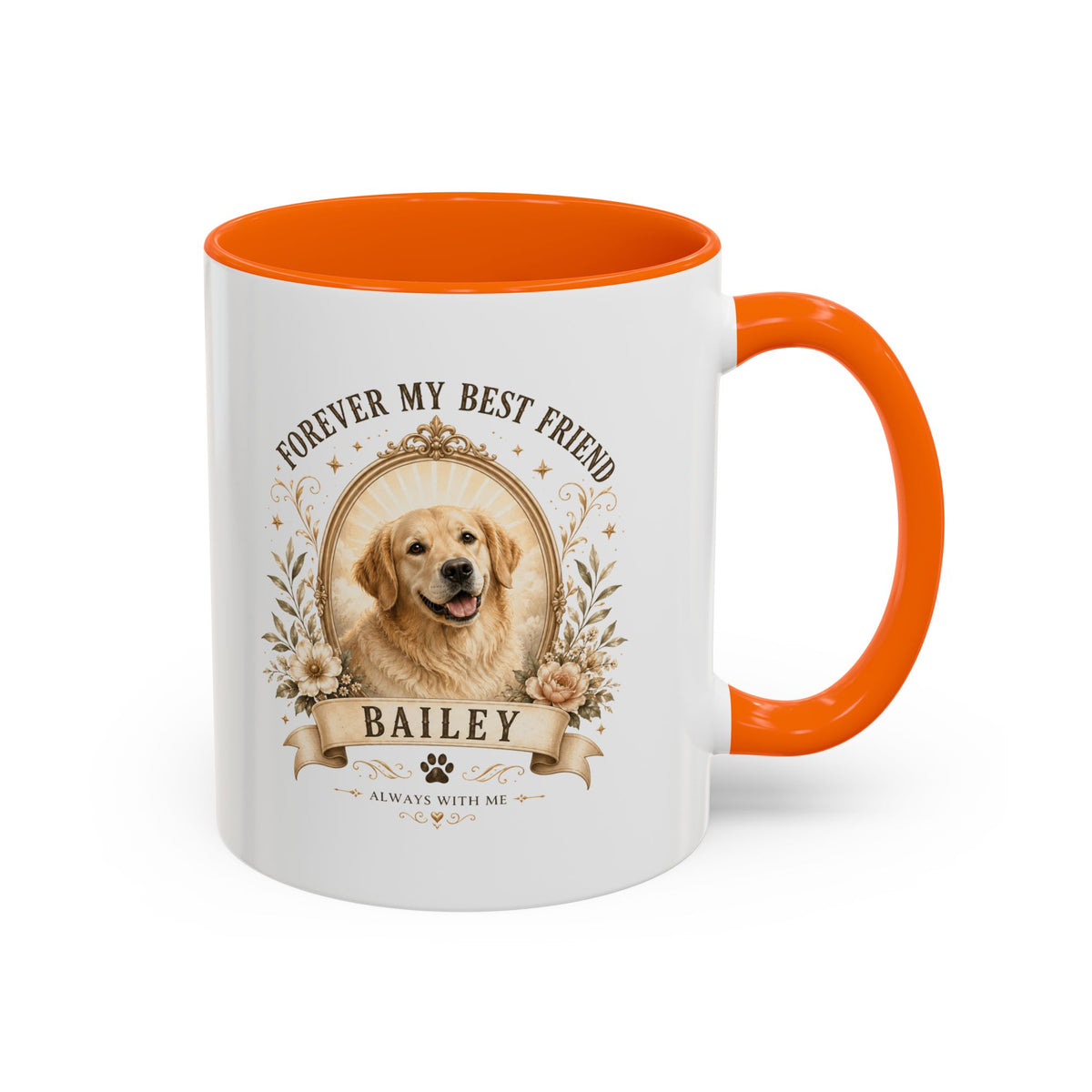 Milo Bailey Dog Dad Mom Personalized Dog Coffee Mug – "Forever My Best Friend" Golden Retriever Memorial Accent Mug