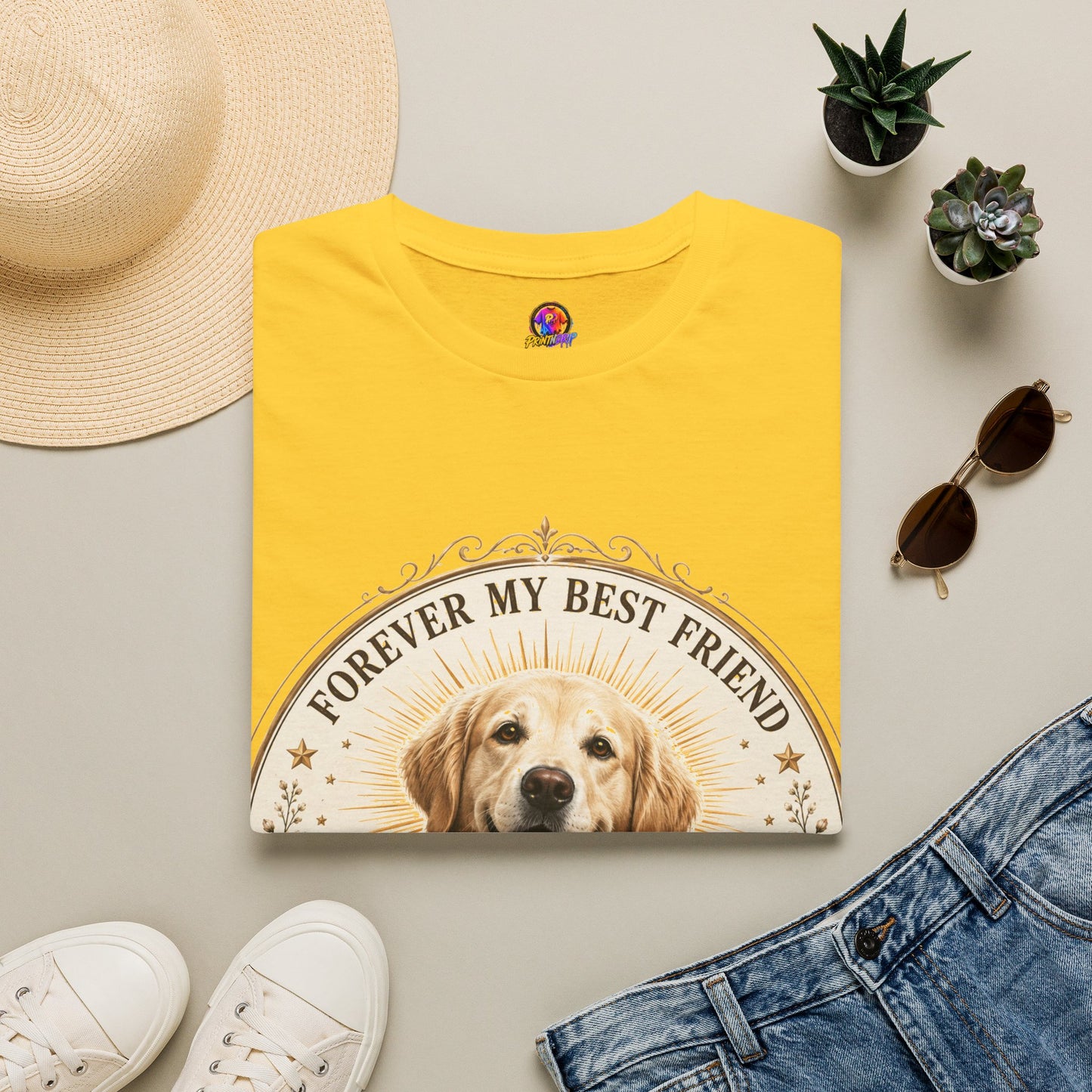 Dog Lover T-Shirt — “Forever My Best Friend” Personalized Golden Retriever Tee