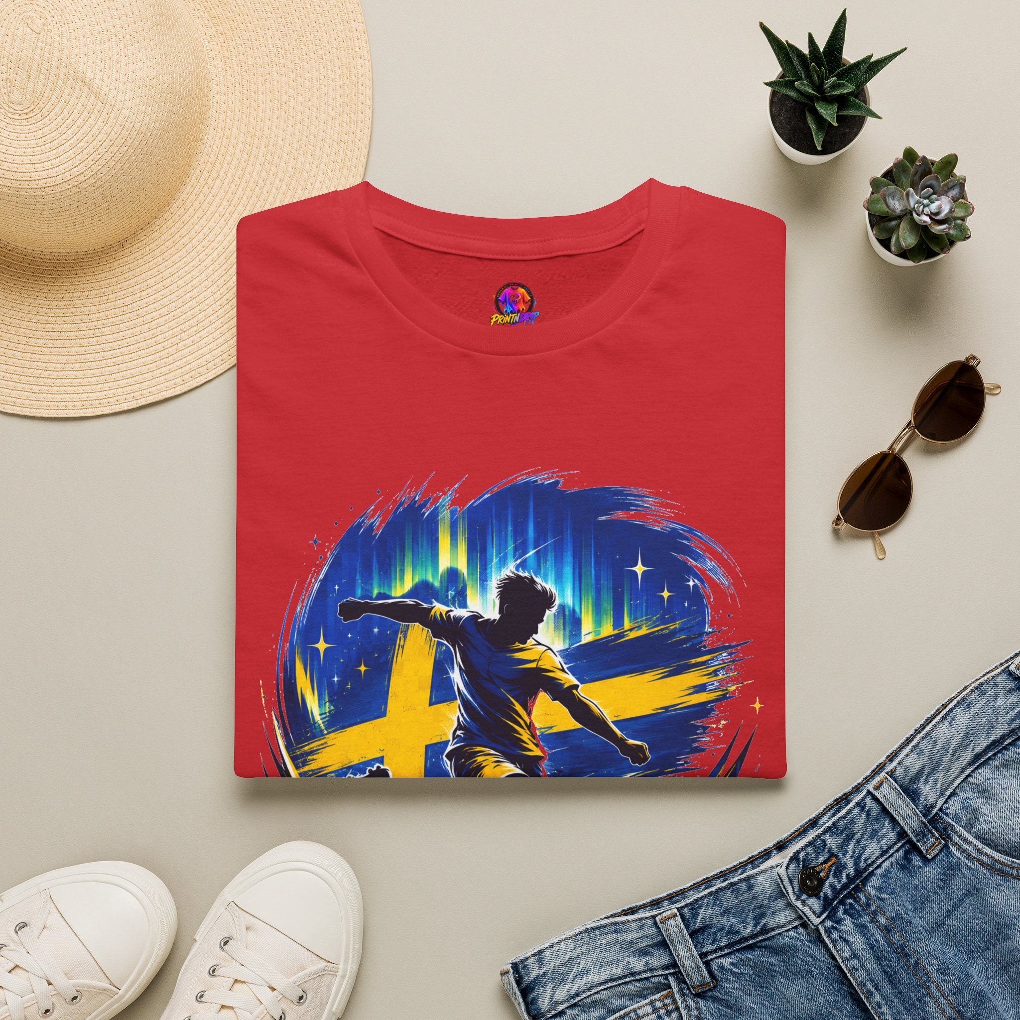 Sweden Nordic Thunder Soccer T-Shirt — Sweden Football Fan Tee