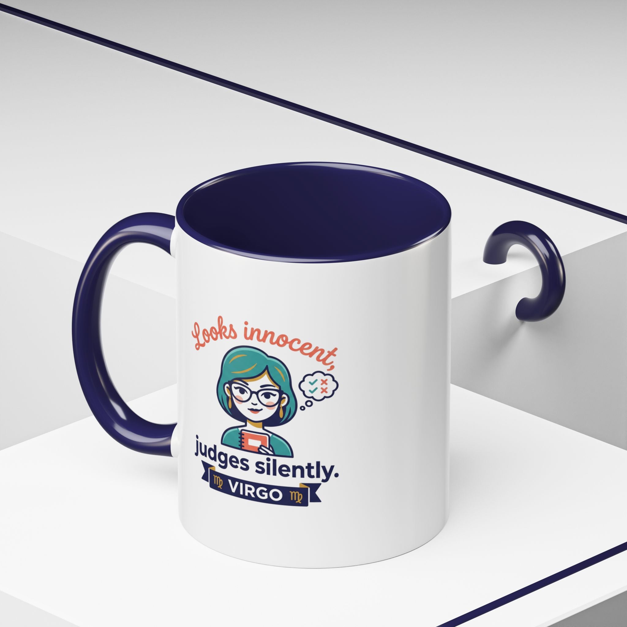 Virgo Accent Coffee Mug - "Looks Innocent, Judges Silently" Zodiac Astrology Gift