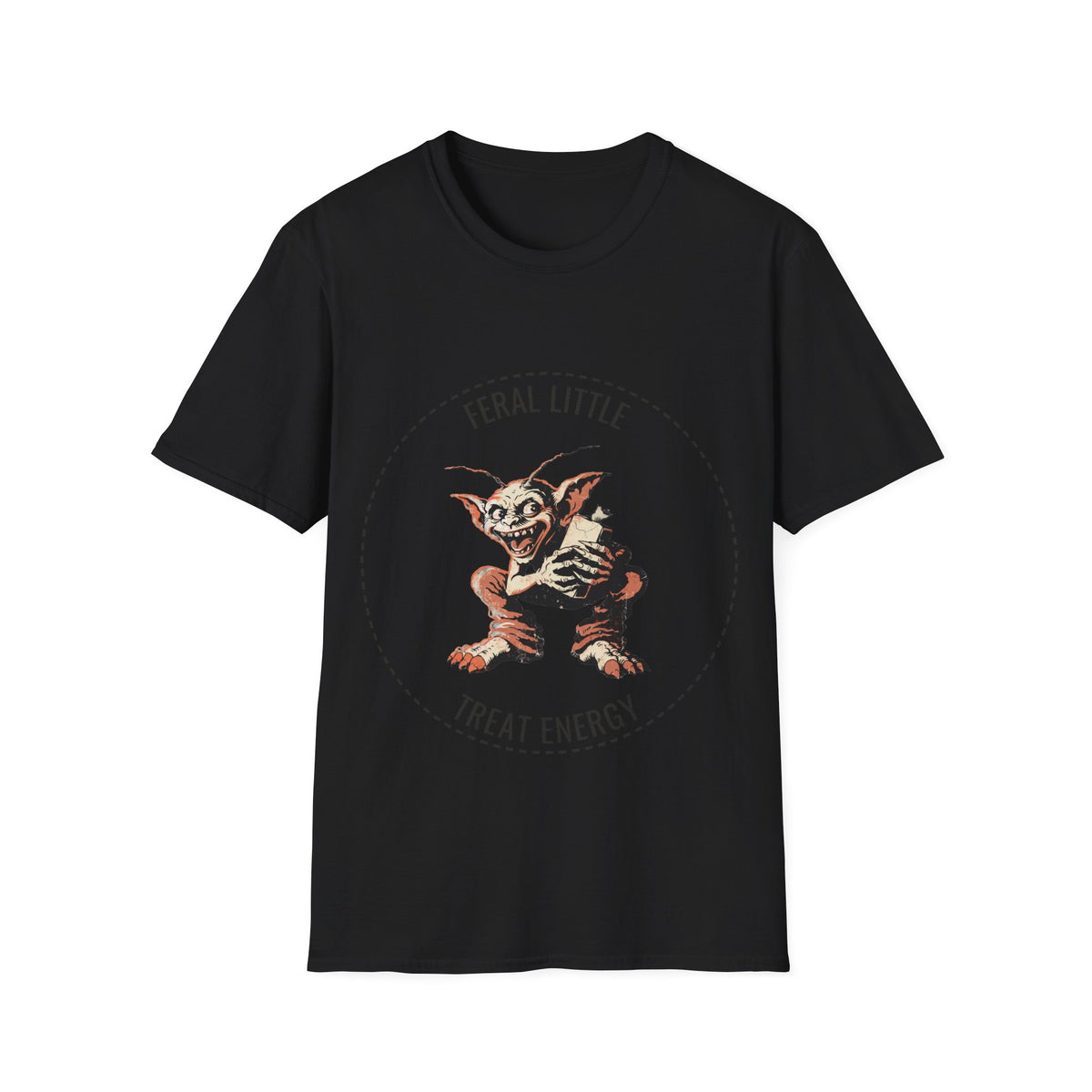 "Feral Little Treat Energy" Gremlin Graphic Tee - Funny Ironic Goblin Meme White T-Shirt - Trending Now - September 2026