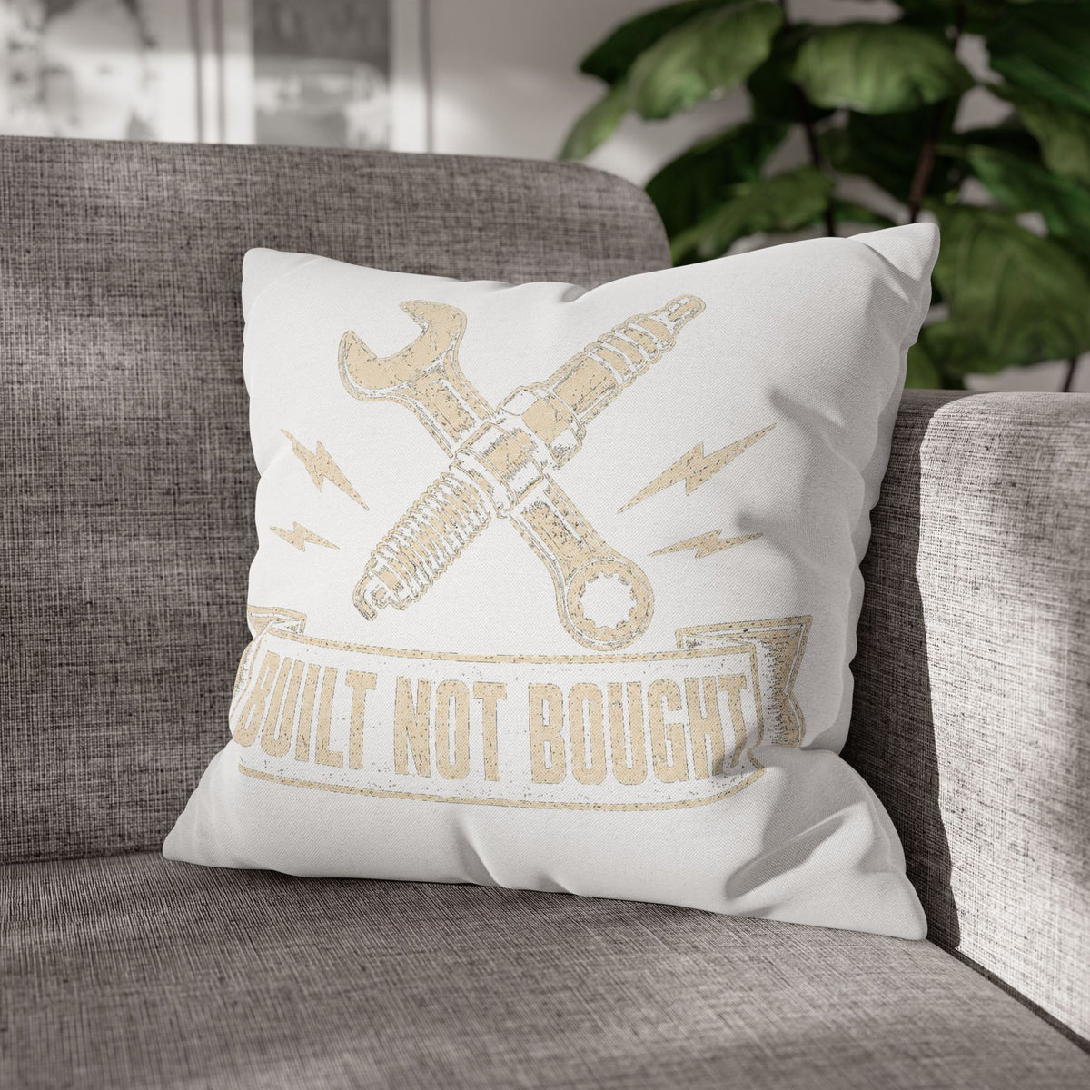 Built Not Bought Pillowcase  Milo Bailey Dog Dad Mom— Mechanic Wrench Spark Plug Decorative Throw Pillow