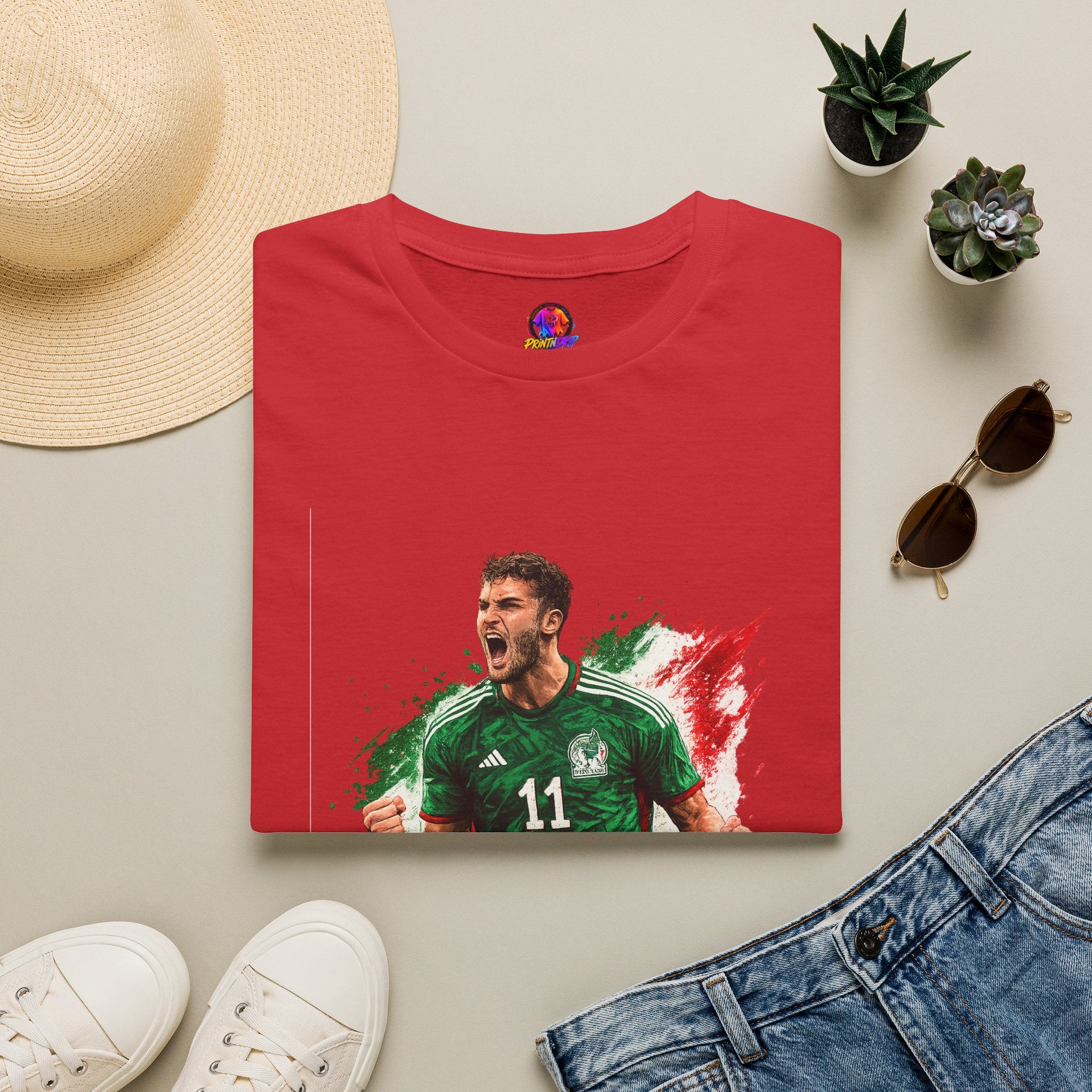 Mexico Soccer Jersey T-Shirt — Santiago Giménez Mexico #11 Fan Tee