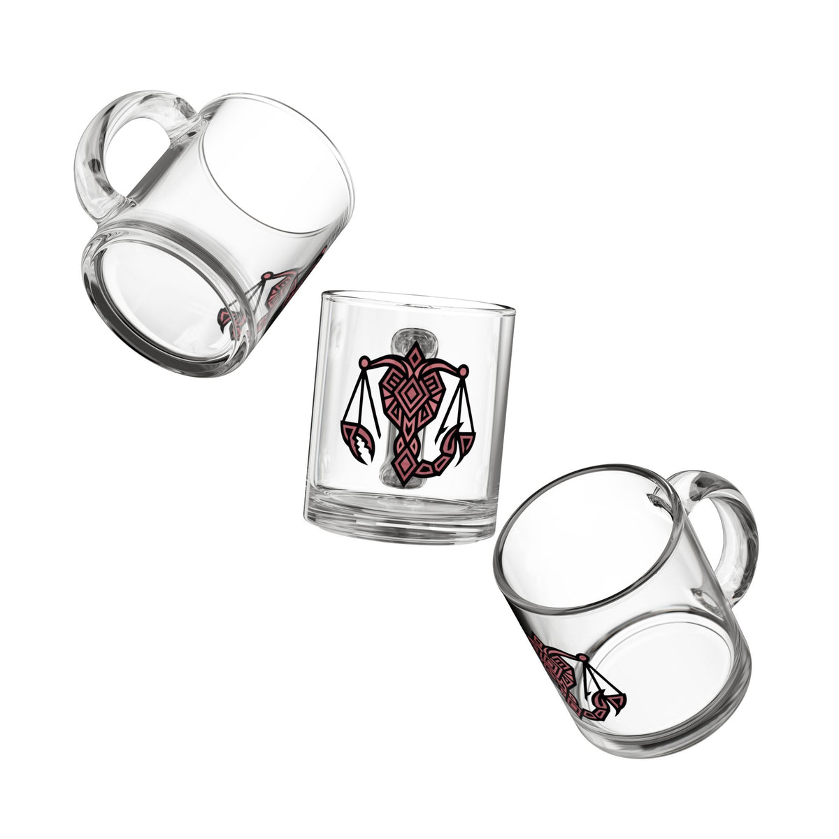 Scorpio  Zodiac Glass Mug — Pink Geometric Scales 10oz