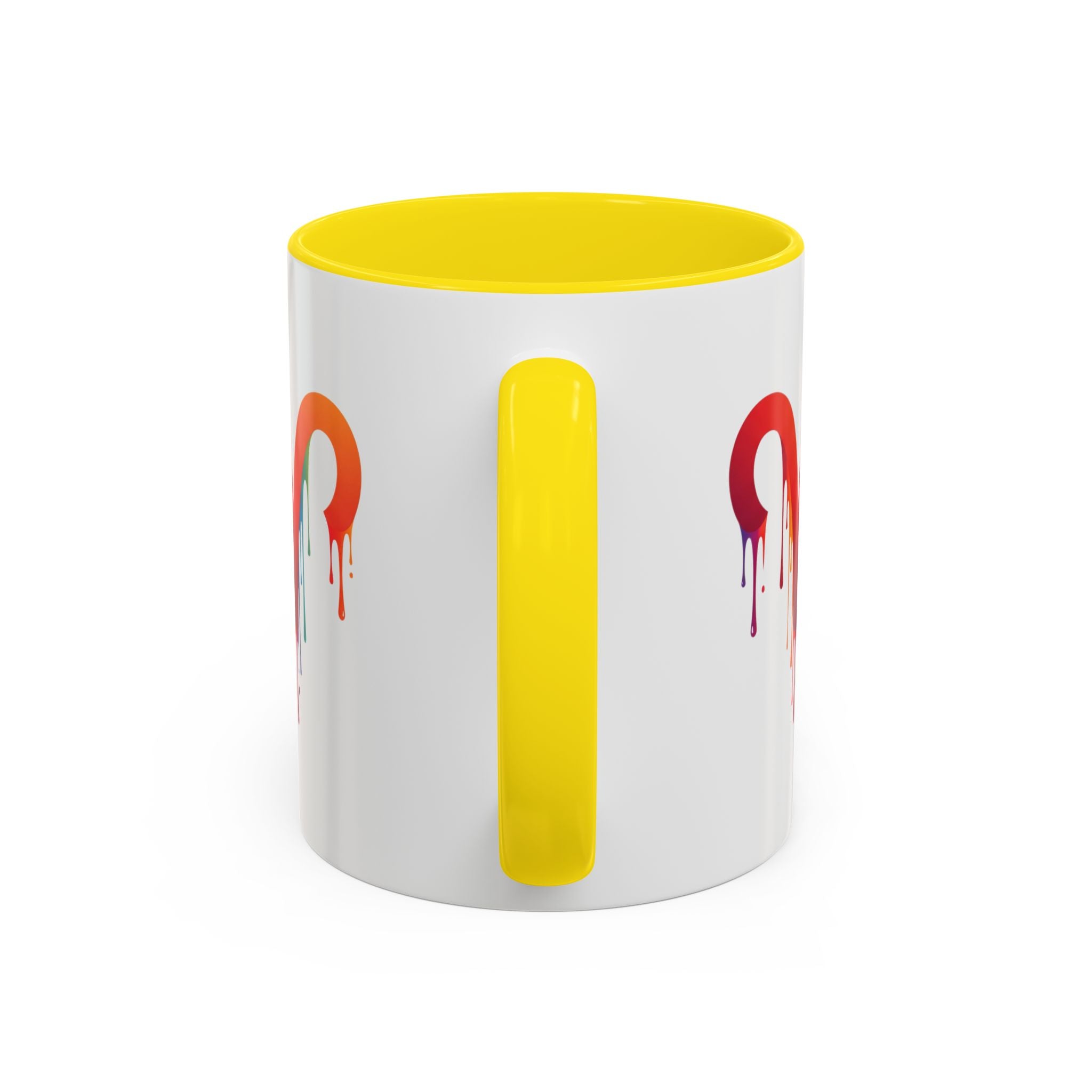 Rainbow Drip Heart Coffee Mug — Colorful Art Accent Mug