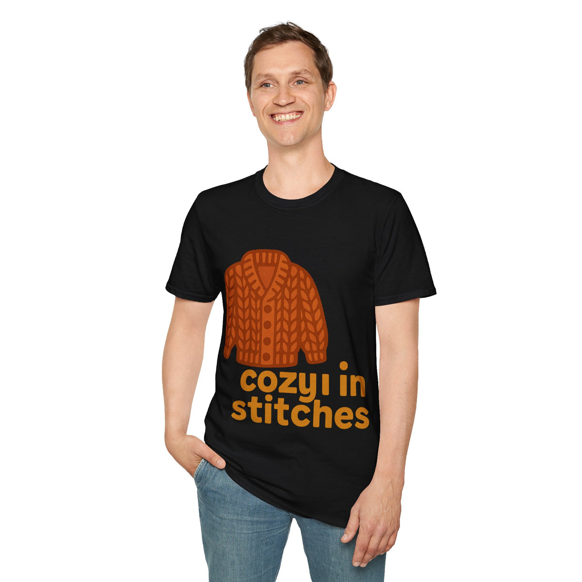 "Cozy In Stitches" Autumn Sweater Tee | Cute Knitting Crochet T-Shirt - Trending Now - September 2026