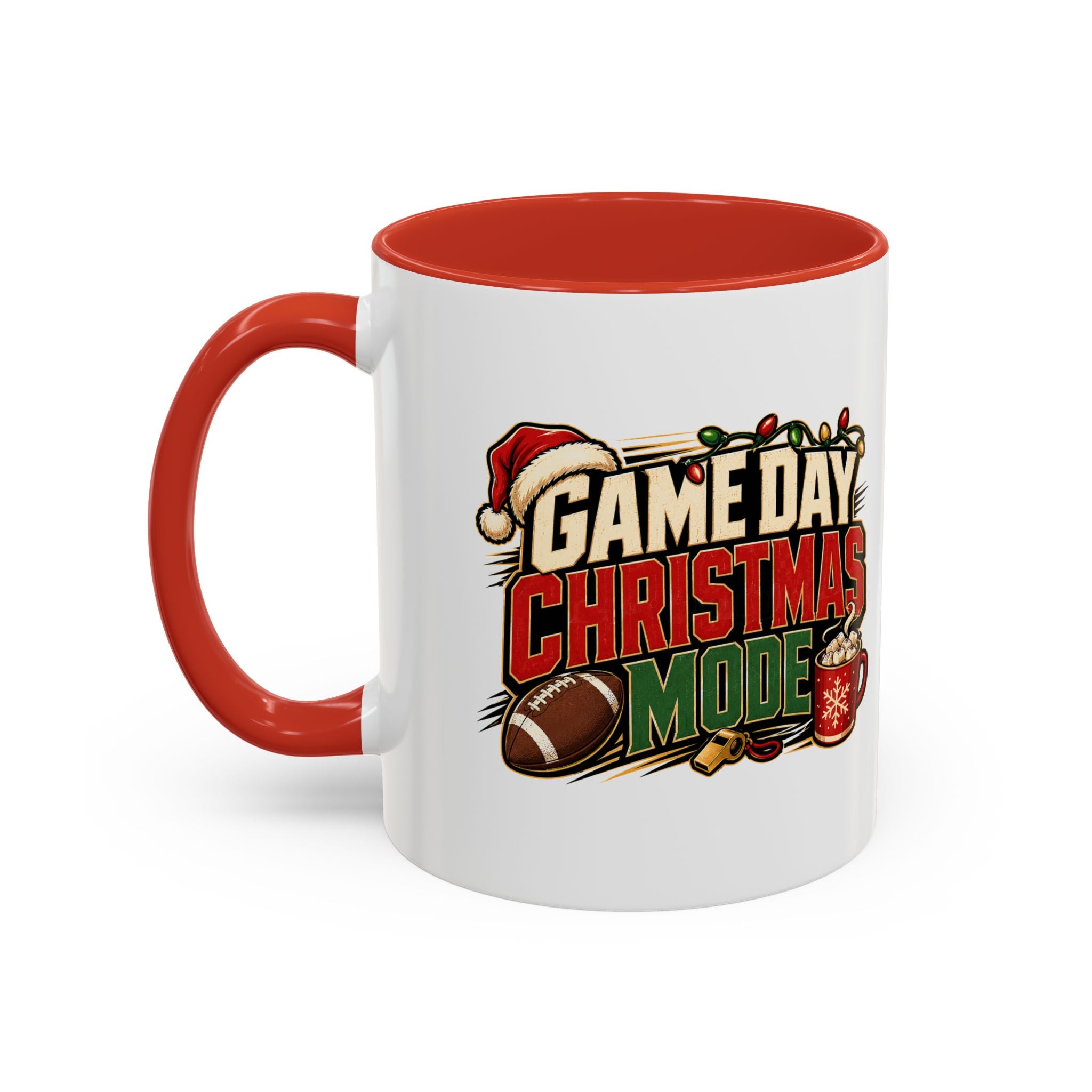 Modern Day Christmas Game Day Christmas Mode Coffee Mug - Holiday Football Mug (11/15oz)