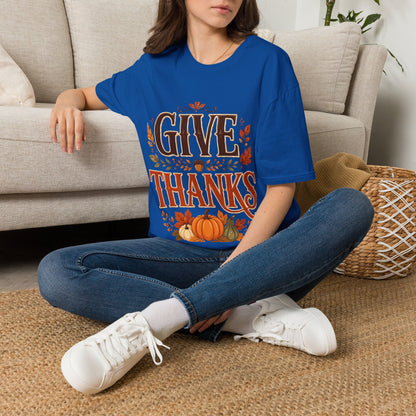 Give Thanks T-Shirt — Autumn Thanksgiving Graphic Tee