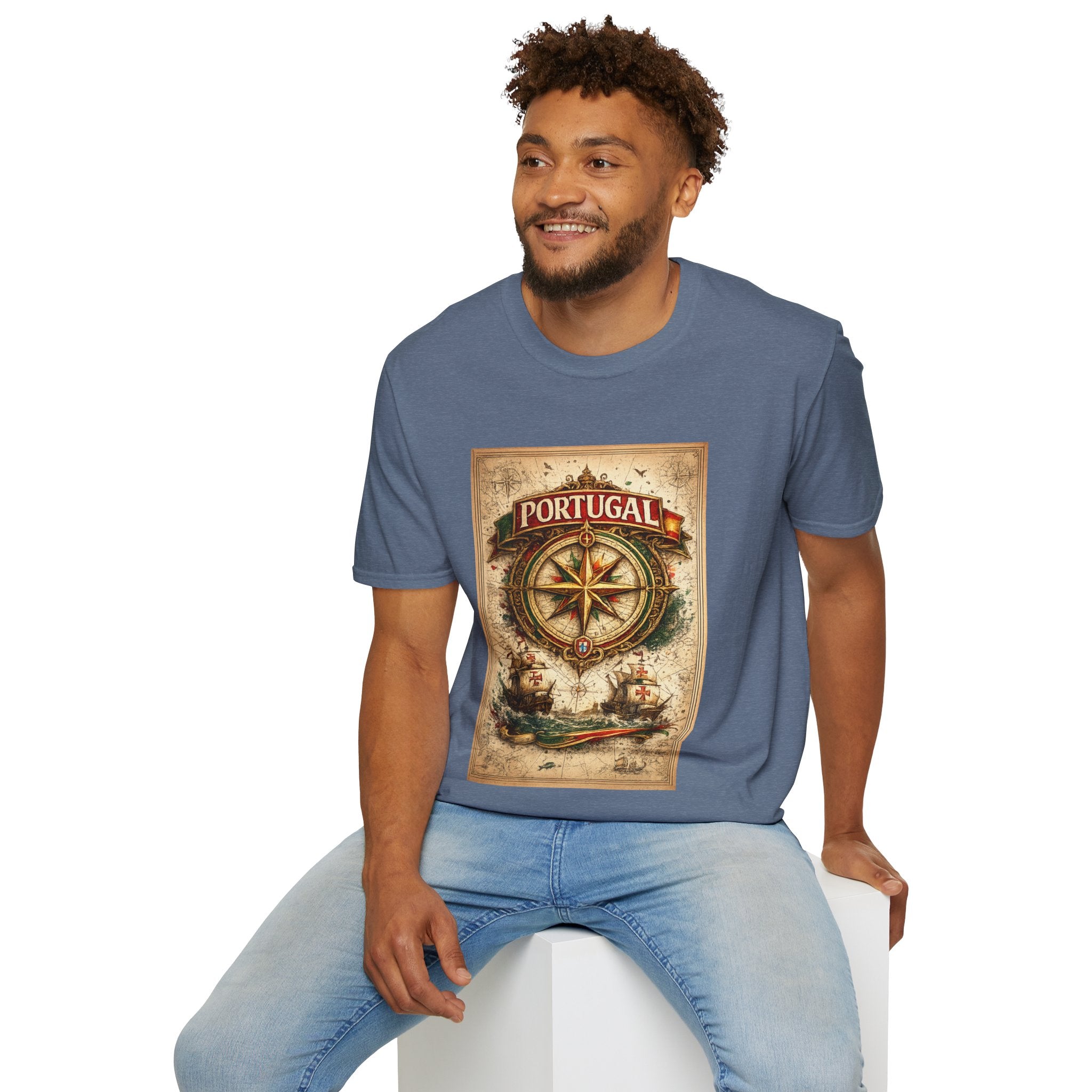 Portugal Compass T‑Shirt — Vintage Nautical Travel Tee